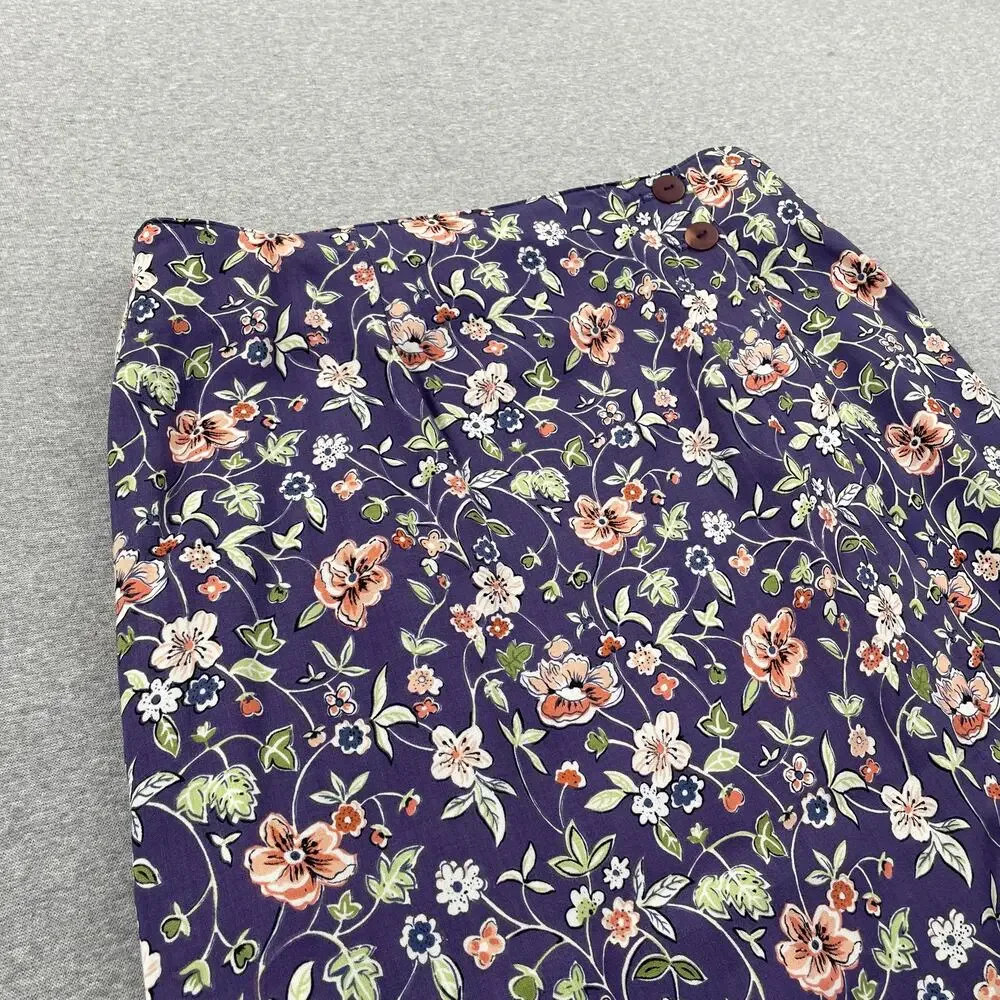 90s VTG Paul Harris Design Floral Maxi Skirt Size L Purple Wrap Front Fairycore